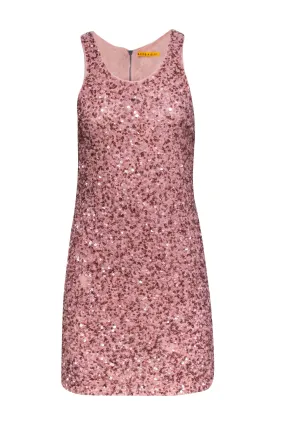 Alice & Olivia - Pink Sequin Sleeveless Sheath Dress Sz S