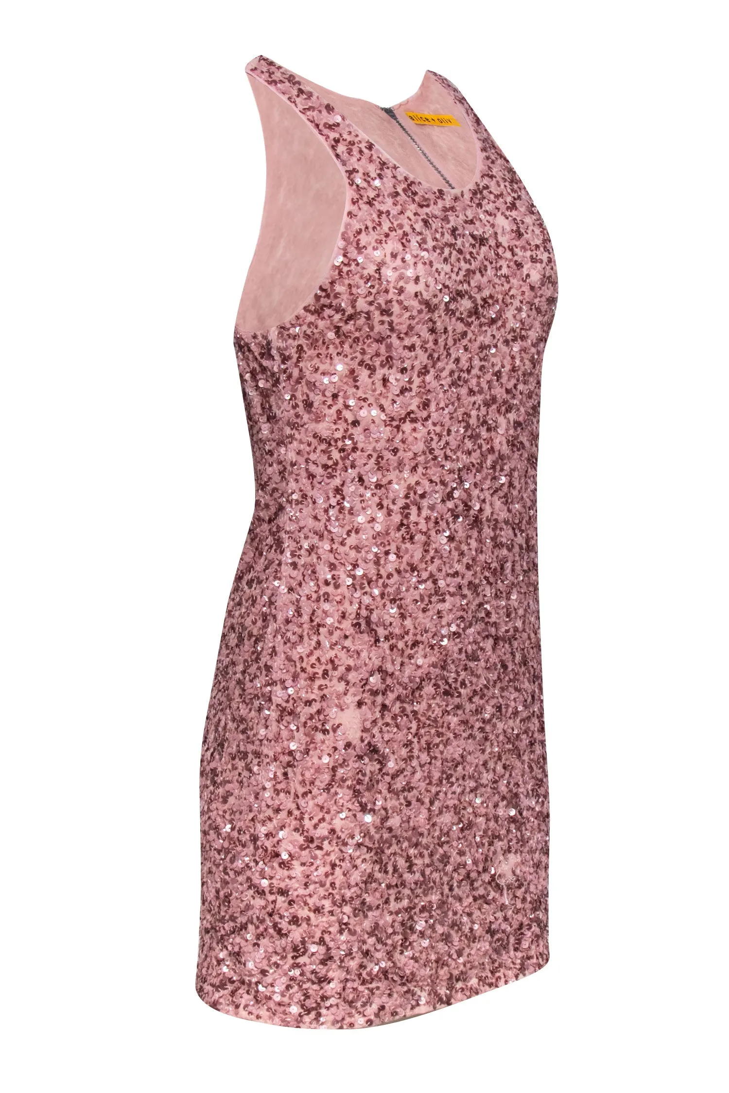 Alice & Olivia - Pink Sequin Sleeveless Sheath Dress Sz S