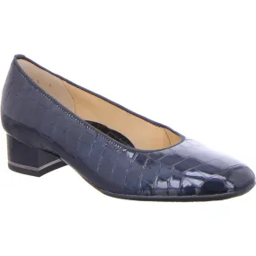 Ara Ladies Croco Court Shoe Navy