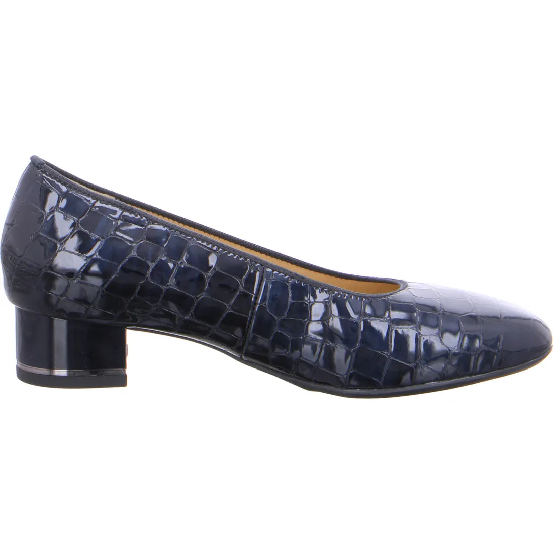 Ara Ladies Croco Court Shoe Navy