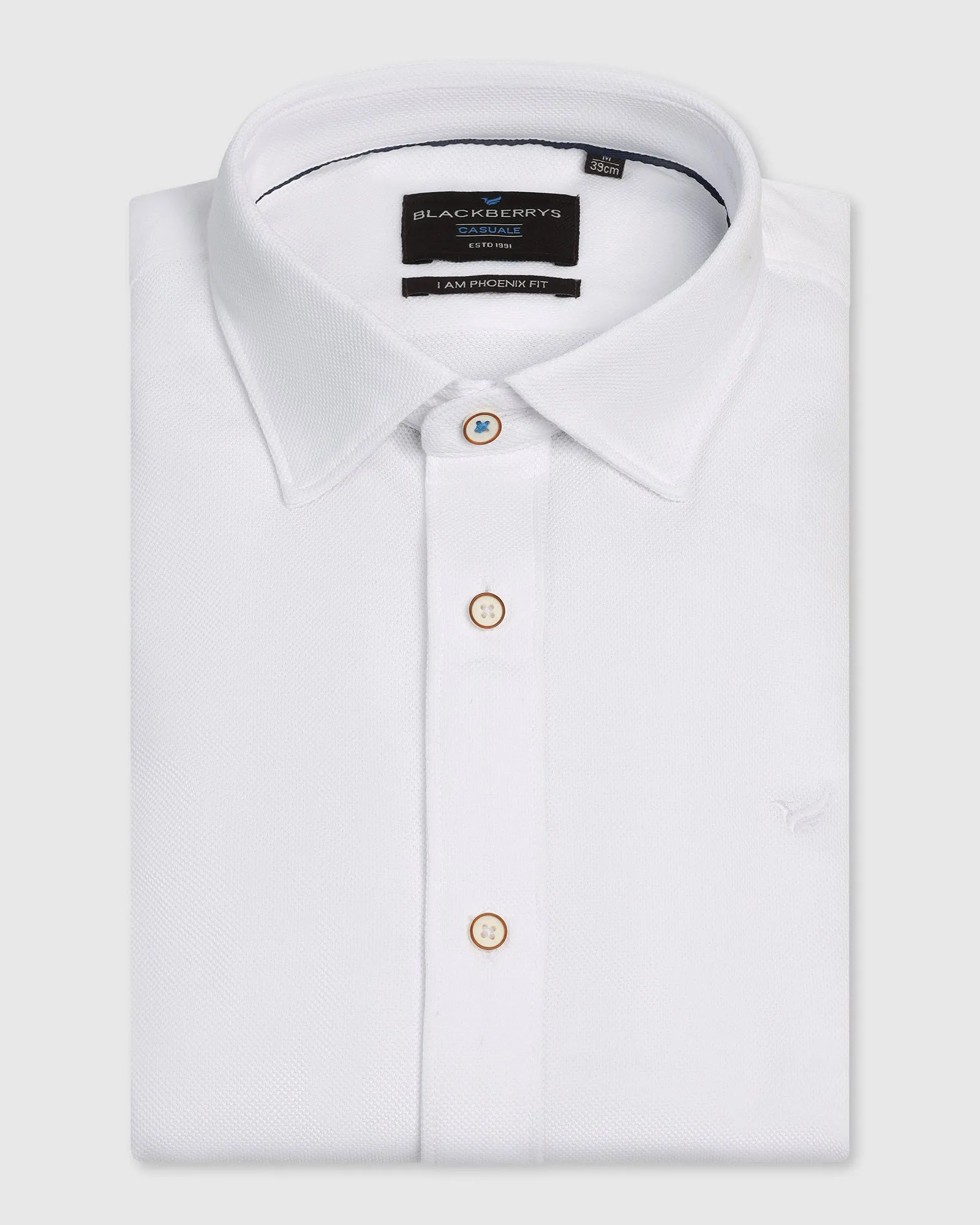 Casual White Solid Shirt - Pelantos