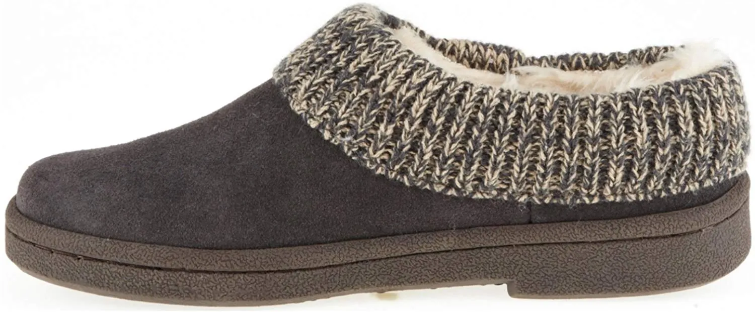Clarks Women's Knit Scuff Leather Slipper Mules Sweater Cuff Clog (6, Grey)