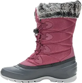 Kamik Momentum3 Burgundy Pull On Rounded Toe Waterproof Fur Trim Ankle Snow Boot