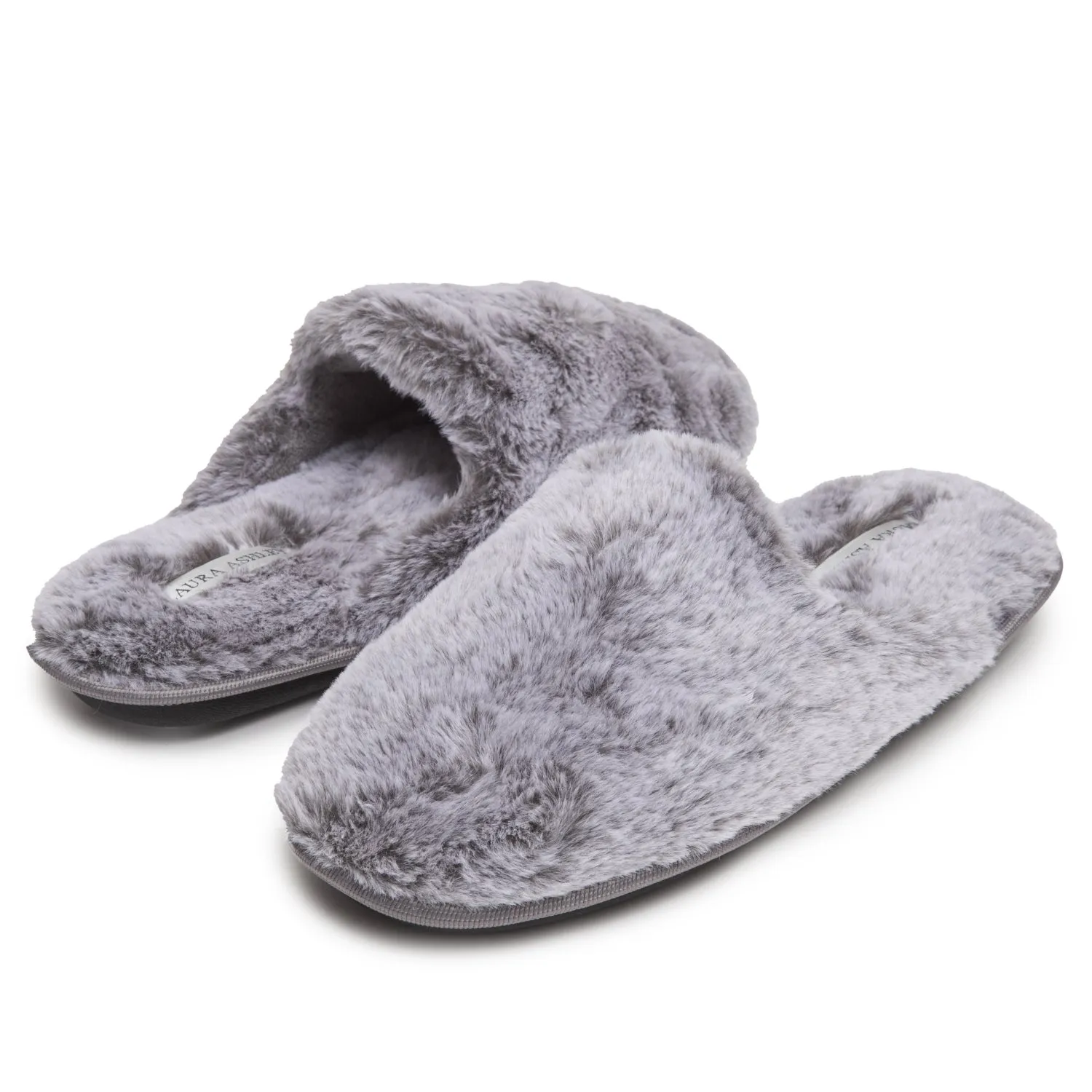 Laura Ashley Women's Faux Fur Plush Clog Slippers, Indoor Outdoor Slip On Criss Cross Slippers for Ladies