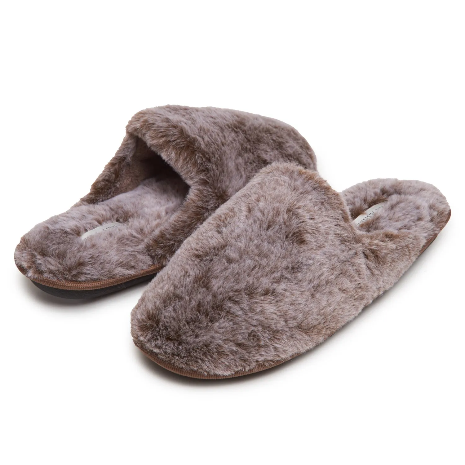 Laura Ashley Women's Faux Fur Plush Clog Slippers, Indoor Outdoor Slip On Criss Cross Slippers for Ladies