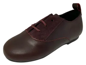 Manuela de Juan Girl's and Boy's Devany Lace-Up Shoes, Burgundy Sierra