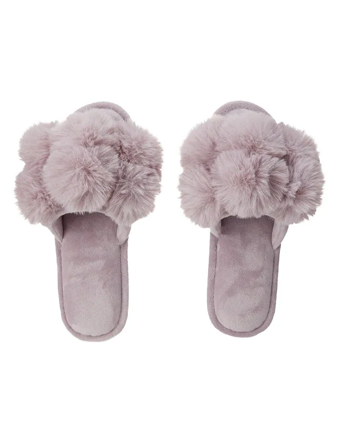 MeMoi Luxe Pompom Plush Slipper