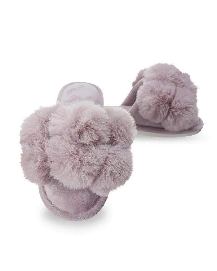 MeMoi Luxe Pompom Plush Slipper
