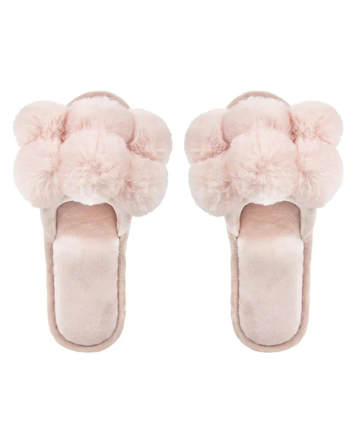 MeMoi Luxe Pompom Plush Slipper
