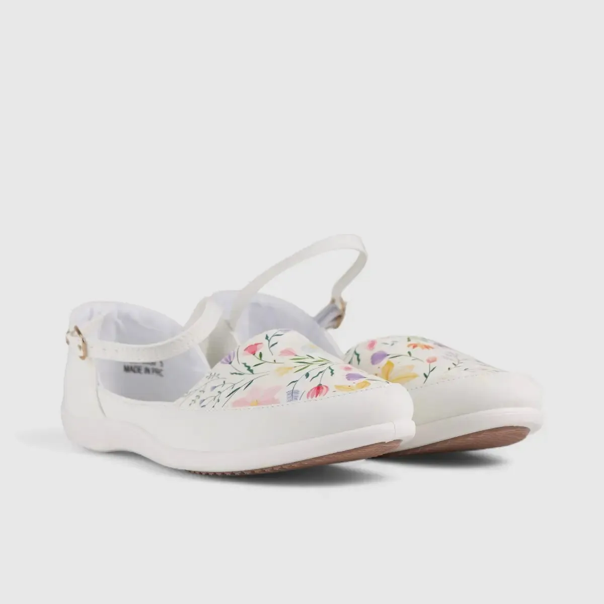 PC Casual Pumps White Floral 10550