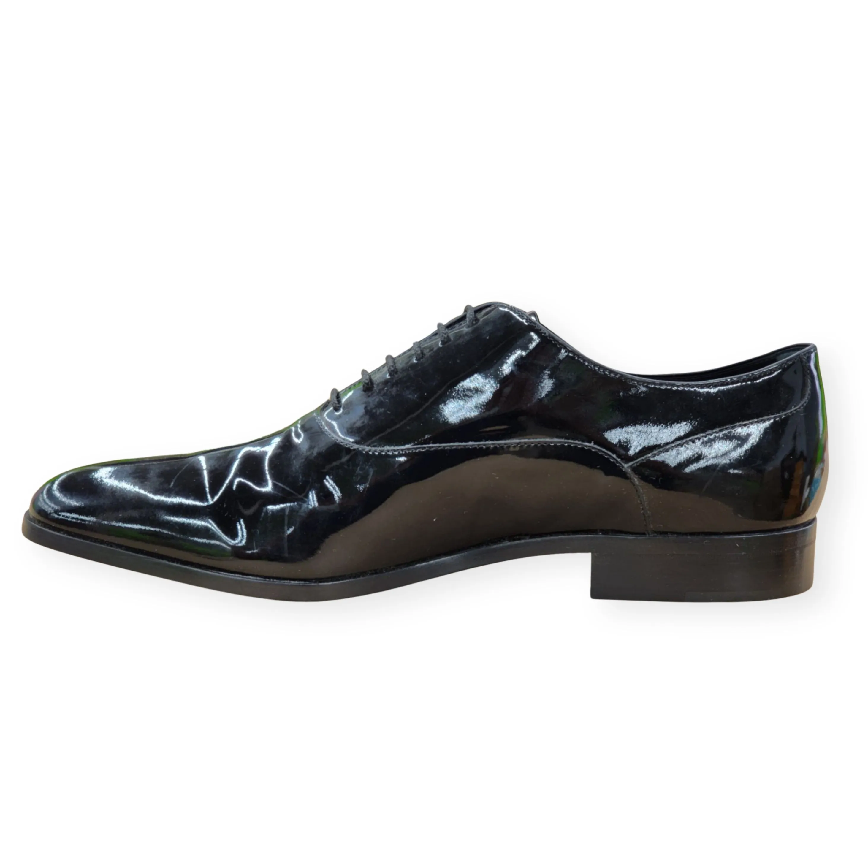 Tod's Black Lace  Up Leather Men's Black Patent Leather Tuxedo Dress Shoes