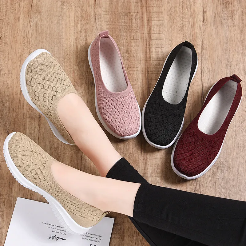Women's Fly Knit Flat Casual Walking Shoes