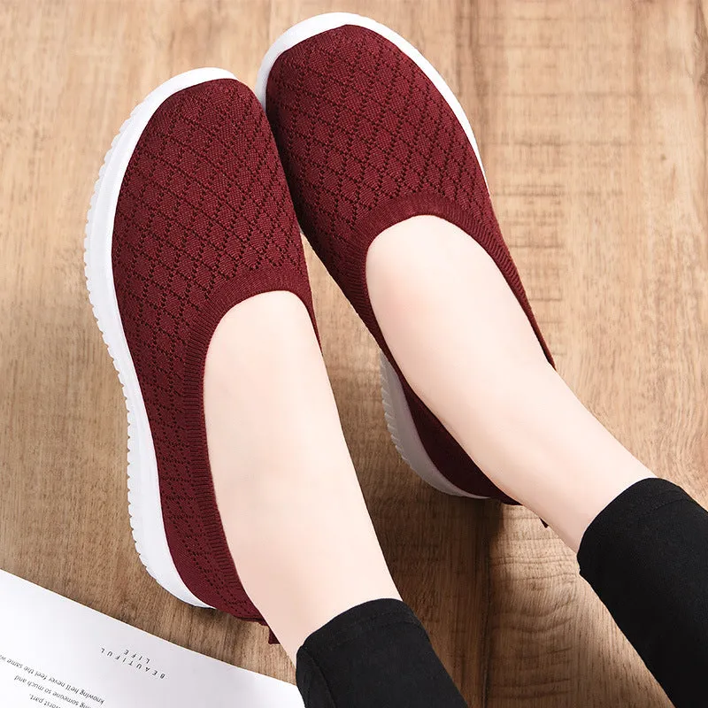 Women's Fly Knit Flat Casual Walking Shoes