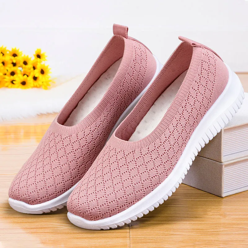 Women's Fly Knit Flat Casual Walking Shoes