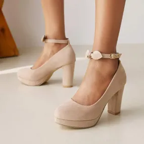 Women'S Round Toe Chunky Heel Mary Jane Shoes 51589059C