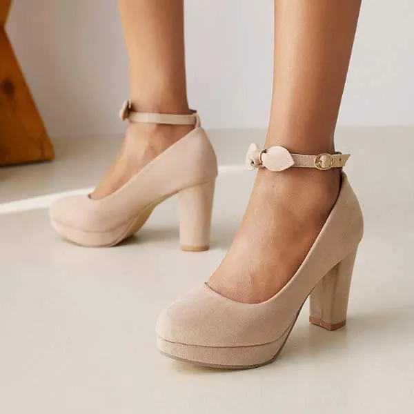 Women'S Round Toe Chunky Heel Mary Jane Shoes 51589059C
