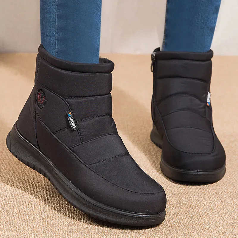 Women's Snow Boots with Zipper - Waterproof