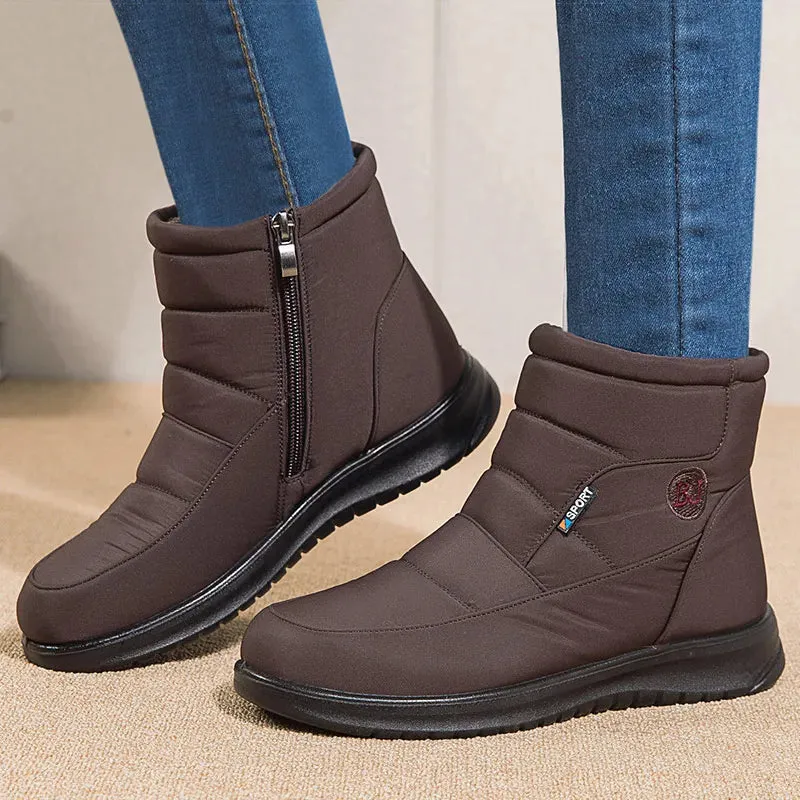 Women's Snow Boots with Zipper - Waterproof
