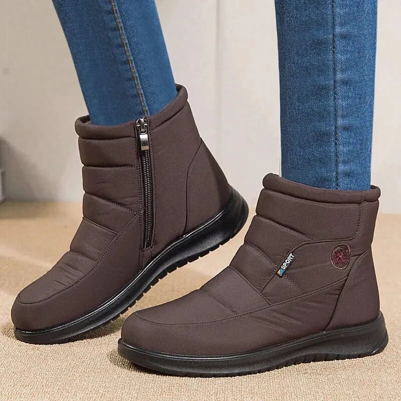 Women's Snow Boots with Zipper - Waterproof