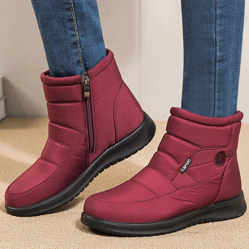 Women's Snow Boots with Zipper - Waterproof