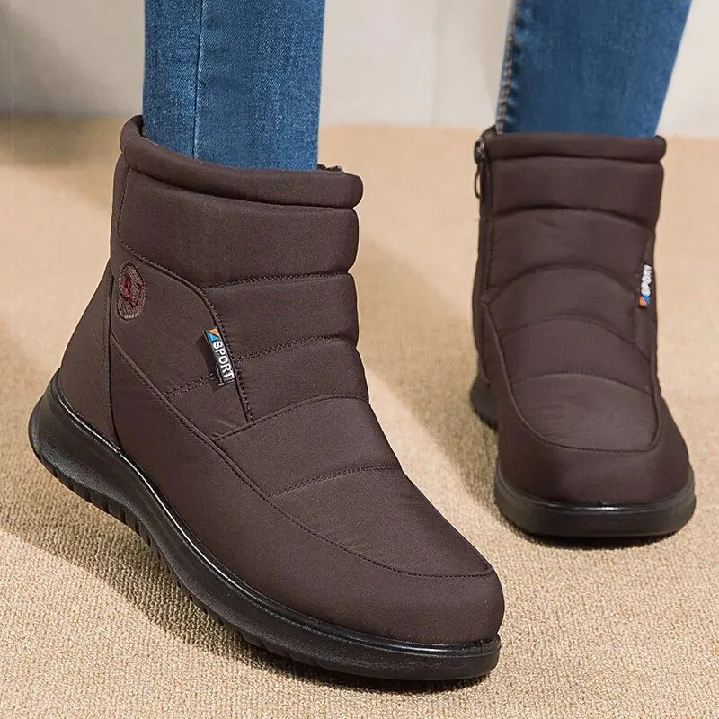 Women's Snow Boots with Zipper - Waterproof